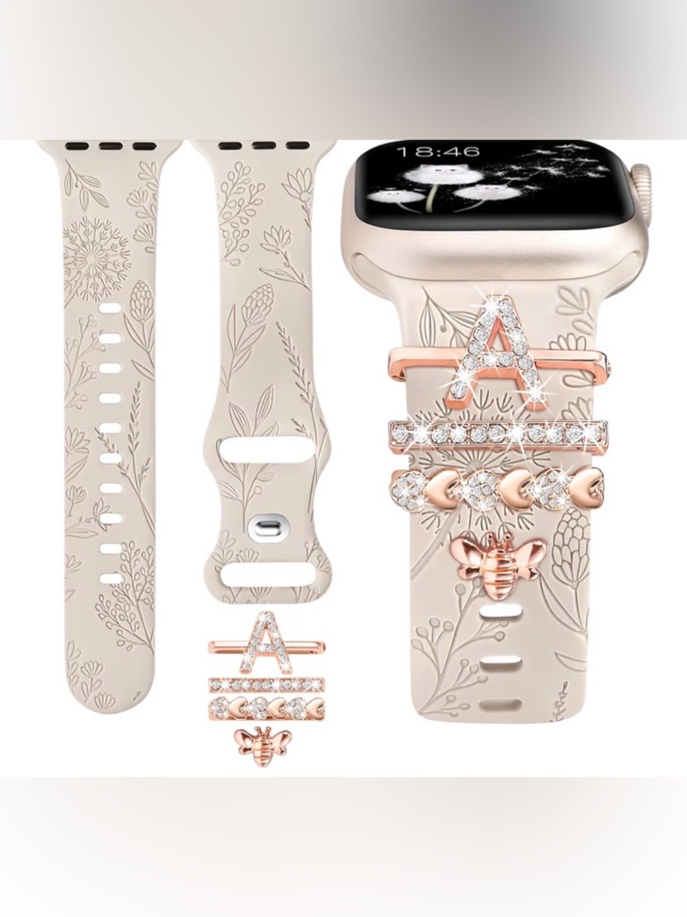Floral charm silicone Watch Band Blessed' Faith' dog,blessed,  (chose yours)